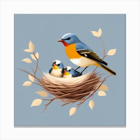 A bird and chicks 1 Canvas Print