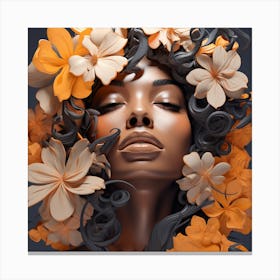 Woman With Flowers On Her Head 7 Canvas Print