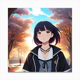 Anime Girl Standing In A Park Canvas Print