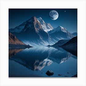 Tall And Beautiful Mountains Stand Beside A Sea Canvas Print