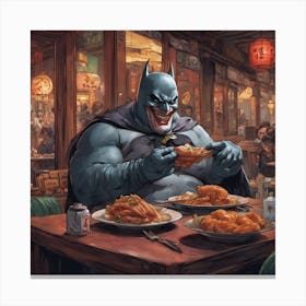 Batman Eating Chinese Food Canvas Print