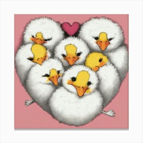 Chicks In A Heart Canvas Print