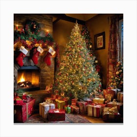 Christmas Tree In The Living Room Canvas Print