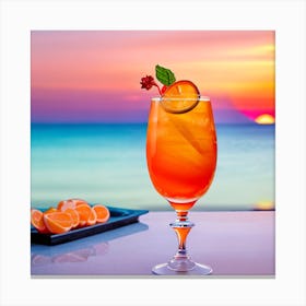 Sunset Cocktail On The Beach Canvas Print