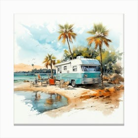 Rv By The Beach Canvas Print