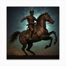 Steampunk Man On Horseback Canvas Print