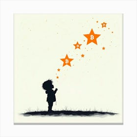 Bitcoin Child Staring At Stars Canvas Print