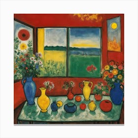 Table With Vases Canvas Print