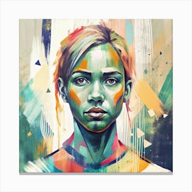 Woman With Colorful Paint On Her Face Canvas Print