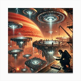 A Futuristic Sci Fi Depiction Of Early Settlers Co Canvas Print