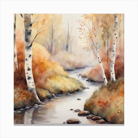 Autumnal woodland stream Canvas Print