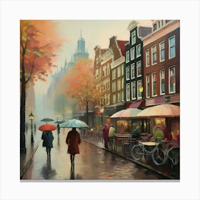 Amsterdam In The Rain 5 Canvas Print