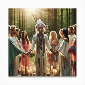 Indian Tribe In The Forest Canvas Print