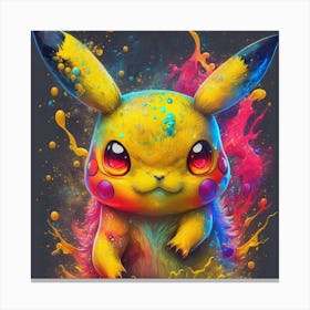 Pikachu, paint splatter Canvas Print