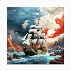 Ship In The Sea Canvas Print