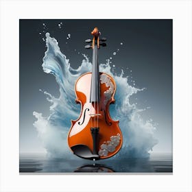 Violin Splashing Water Canvas Print