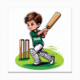 Cricket Boy Playing Cricket Canvas Print