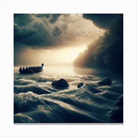 Boat In The Storm Canvas Print