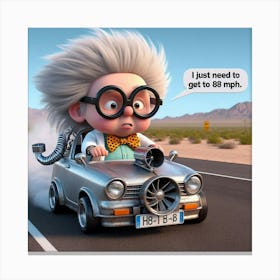 Cartoon Character Driving A Car 7 Canvas Print