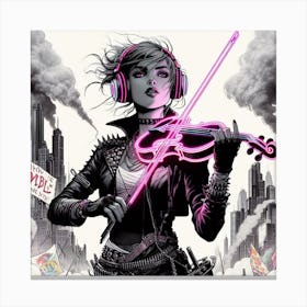 violinist cyborg cyberpunk vector illustration 1 Canvas Print