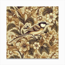 Wallpaper With Birds And Flowers 2 Canvas Print