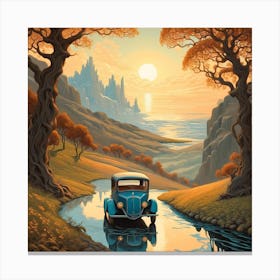 Car On A River Canvas Print