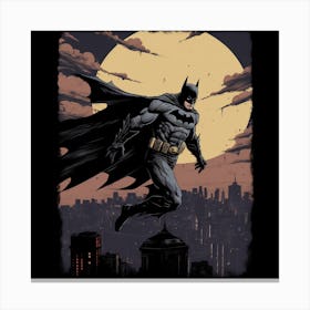 Richardvachtenberg Batman Makes A Daring Leap From The Rooftop Canvas Print