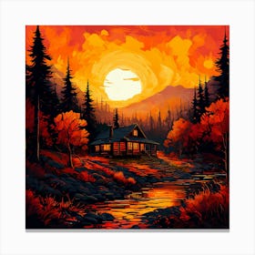 Sunset Cabin Canvas Print