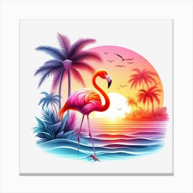 Flamingo At Sunset 7 Canvas Print