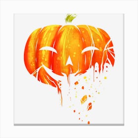 Jack O Lantern Carved Pumpkin Falling Into Pieces Halloween Canvas Print