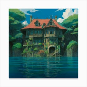Default Cozy Mansion Under The Water Studio Ghibli Film By Hay 0 Canvas Print