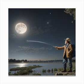 Fishing In The Moonlight Canvas Print