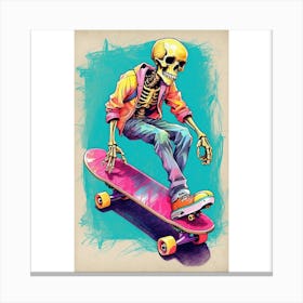Skateboarder Skeleton Canvas Print