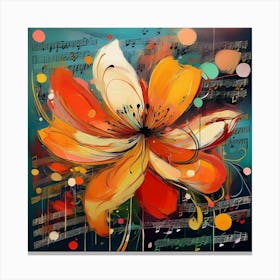 Flower With Music Sheet Canvas Print