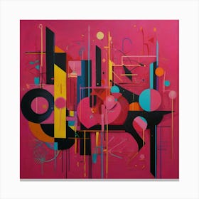 Abstract Piece Neon Wall Art Pink Canvas Print