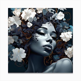 Black Woman With Flowers 8 Canvas Print