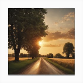 Country Road At Sunset 1 Canvas Print