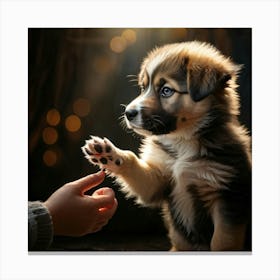 An Intimate Up Close View Of A Clever Mongrel Puppy Emerging As A Sensation Of Trust And Positive As 2 Canvas Print