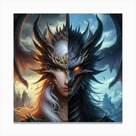 Two Dragons 2 Canvas Print