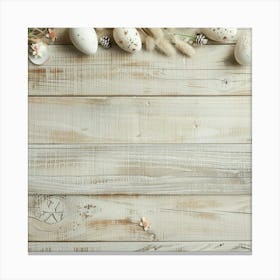 Easter Eggs On A Wooden Background Canvas Print