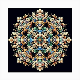 Mandala On Black Background Canvas Print