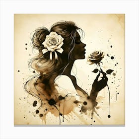 Girl With Roses Canvas Print