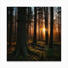 Sunset In The Forest Art Print 0 (1) Canvas Print