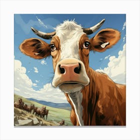 Cow In A Field Canvas Print