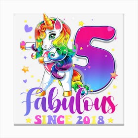 Kids 5 Year Old Gifts Girlsns Flossing Unicorn 5th Birthday Canvas Print