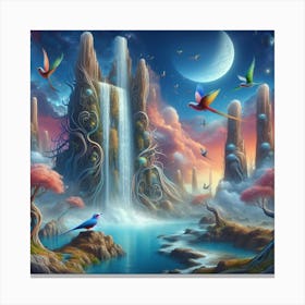 Cherry blossom waterfall (surrealism) - Style D Canvas Print