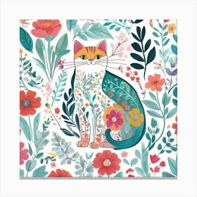 Floral Cat Canvas Print