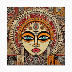 Indian Woman Madhubani Painting Indian Traditional Style Canvas Print