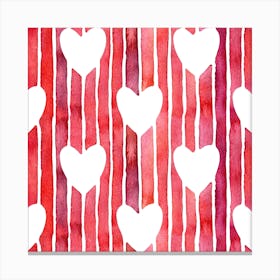 Hearts Hedge Pattern Pink Canvas Print