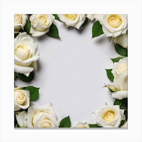 White Roses On White Background Canvas Print